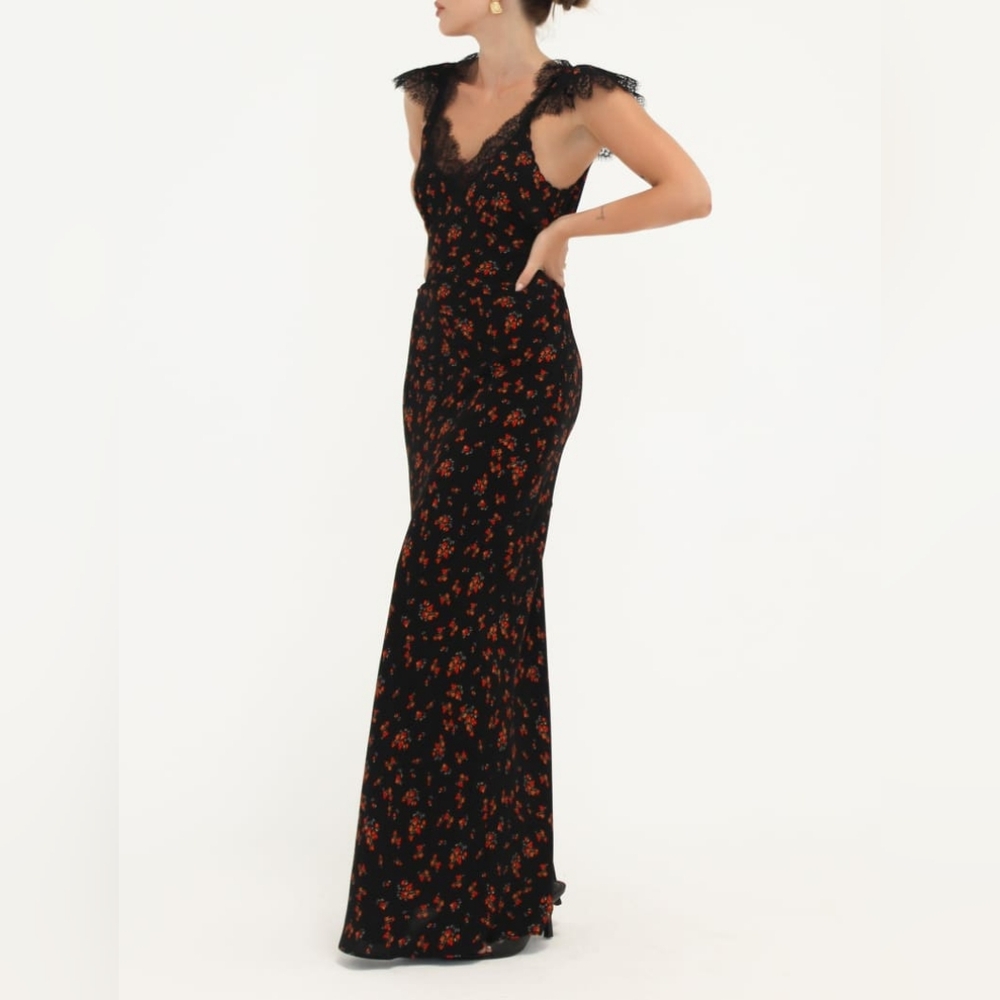 Rumored Frontier Lace Floral Maxi Dress in Green - Picture 1 of 6